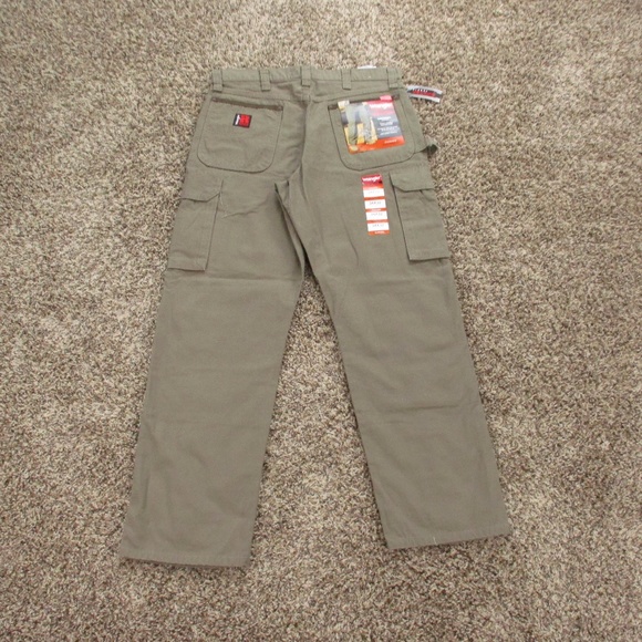 Wrangler Riggs Pants Men's 34x32 Tan Ranger Cargo Ripstop Relaxed Work Wear - Picture 2 of 12